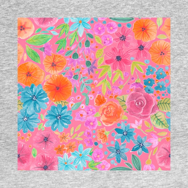 Floral watercolor pattern in pink by katerinamk